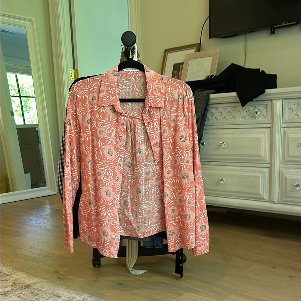 Floral Button Down Shirt - Pink